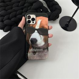 Funda coreana para cachorros, gafas de sol bonitas para iPhone 14, 13, 12, 11 Pro Max Mini X XR 7 8 Plus SE 3 Ins, Funda suave brillante a prueba de golpes