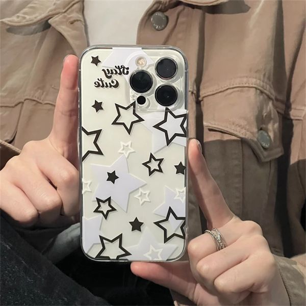 Corano Lindo Y2K Star Star Case transparente para iPhone 13 11 12 14 15 Pro Max XR 14 15 más SE Mini encantador Shock -Profle Soft Cover