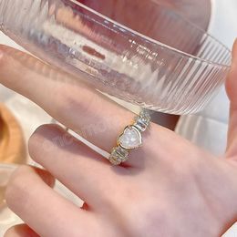 Koreaanse delicate zirkoon open ring voor vrouwen meisjes schattige opaal hart verstelbare vinger ring partij sieraden geschenken