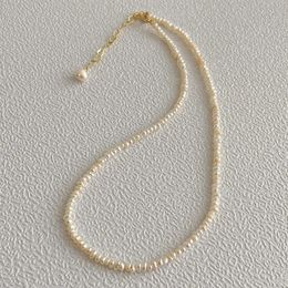 Diseño coreano Collar de perlas de agua dulce natural para mujer Joyería de cuello de collar de collar de clavícula240403