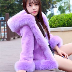 Manteau à capuche et manches longues pour femme, édition coréenne, grande taille, poils de lapin épais, fourrure, moyenne, offre spéciale, 3782