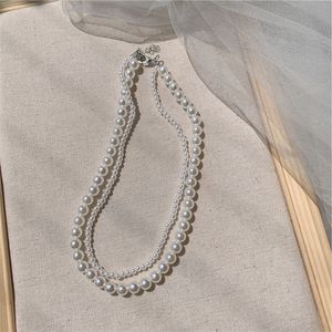 Coréen élégant collier de perles Hepburn Style français Double perlé clavicule chaîne accessoires femme