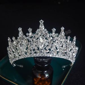 Koreaanse Elegante Zilveren Kleur Crystal Tiara Kroon Voor Vrouwen Meisjes Bruiloft Luxe Nieuwe Bruids Koningin Haar Jurk Accessoires