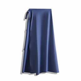 Koreaanse elegante riem hoge taille chiffon stuk rok vrouwelijke zomer lang een woord strand verpakte midi rokken vrouwen office lady 210420