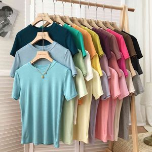 T-shirt en coton cool à bulles de tissu coréen pour femmes o cou décontracté T-shirt à manches courtes femmes t-shirt à fond mince haut 210420