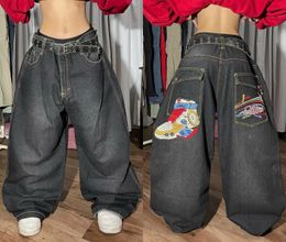 Mode coréenne Baggy Jeans Y2K Hip Hop Punk grande poche classique impression de mort Vintage taille haute Denim pantalon Baggy Jeans femmes 231228