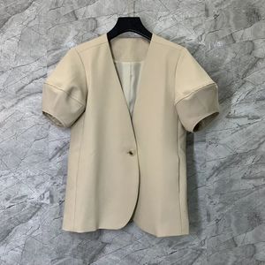 Coréen fashion blazer femmes veste à manches courtes vneck l'été chic de bureau dames tops y2k vêtements manteaux solides 240417