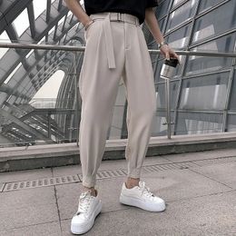 Traje informal de moda coreana para hombre, pantalones Harem clásicos ajustados, pantalones holgados Vintage salvajes simples, pantalones negros sólidos 240124