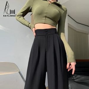 Koreaanse mode casual damesbroek losse rechte wide been broek voor vrouwen kantoor dame lading broek vrouw broek baggy kleding 240506