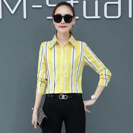 Koreaanse Mode Chiffon Vrouwen Blouses Office Lady Blusas Largas Lange Mouw Shirt Plus Size XXXL / 5XL Tops en 210531