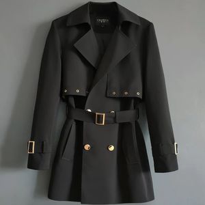 Mode coréenne classique double boutonnage trench de luxe homme veste kaki coupe-vent décontracté hommes manteau noir pardessus mâle 6XL 240322