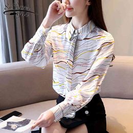 Koreaanse mode kleding lange mouw print office dame blouse vrouwen lente elegante tops en blusas 8453 50 210521