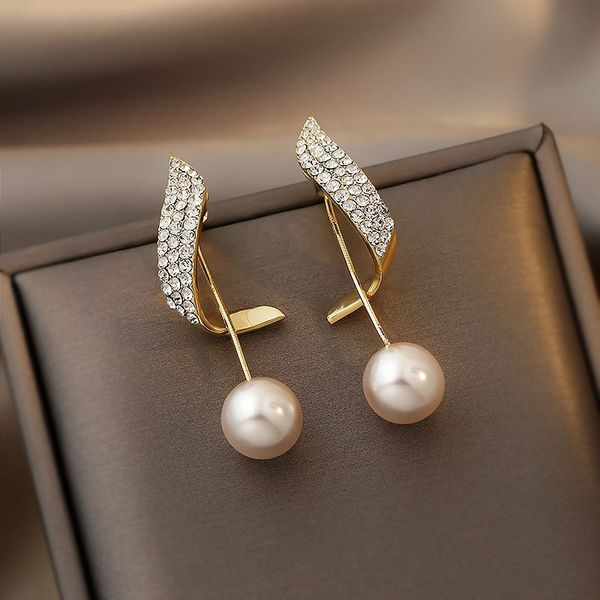 Boucles d'oreilles pendantes en métal pour femmes et filles, mode coréenne, pendentif en perles, bijoux gothiques élégants, ensemble d'accessoires de mariage