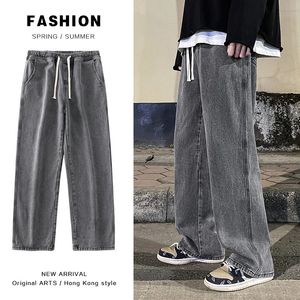 Fashion coréen Jeans lâches Classic Straight Baggy Ligners Pantalons Street Hip Hop Pantalon 3xl Black Gris Bleu 240426