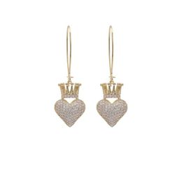 Korean Fashion Luxury MicroInlaid Zirkon Love Crown Long Earrings Jewelry Brand High Quality 18K Goldplated Earrings Valentine41859999