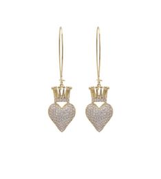 Korean Fashion Luxury MicroInlaid Zirkon Love Crown Long Earrings Jewelry Brand High Quality 18K Goldplated Earrings Valentine3577559
