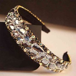 Koreaanse mode luxe sparkly grijs kristal bruids haarband steen bruiloft hoofdband voor vrouwen haaraccessoires sieraden 210707