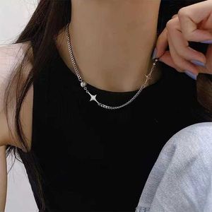 Fashion coréenne Tempérament minimaliste chaîne de la clavicule Instagram Style Cool Titanium Steel Starry Patchwork Collier Womens ne s'estompe pas