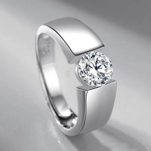 Mode coréenne S925 argent D couleur Moissanite bague en diamant hommes et femmes Couple ouverture réglable bijoux saint valentin cadeau