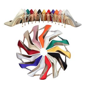Mode coréenne sexy chaussures en métal femmes 10cm talon haut bouche peu profonde pointu soie mariage classique chaussure de luxe sandales de fête d'été