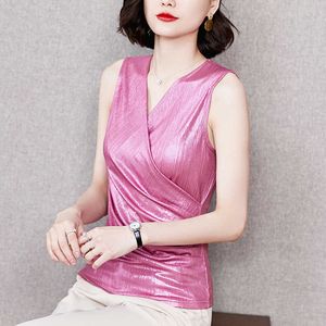Koreaanse mode zijde vrouwen camis streetwear sexy tops mouwloze zwarte vrouw tank plus size xxl office lady crop top 210531