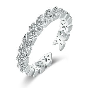 Koreaanse mode eenvoudige CZ-kristalband ringen sieraden voor vrouwen open verstelbare driehoek zirkoon zilver roségoud elegante liefdesring