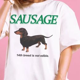 Streetwear de mode coréen Kawaii Sausage pour chien imprimement t-shirt Femmes Tops mignons drôles T-shirts y2k T-tees esthétique vêtements 240430