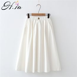 Koreaanse mode zomer rokken vrouwen casual geplooide witte rok Jupe longue longo saias mulher robe boho a-line jupes 210430