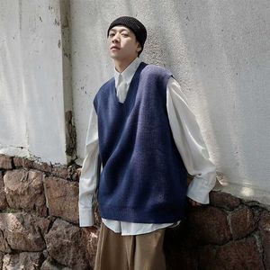 Koreaanse mode trui vest mannen kasjmier trui mouwloze vesten mannen herfst winter wollen trui vest truien effen kleur y0907