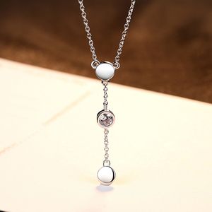 Koreaanse mode zoet glanzend zirkoon S925 zilveren hanger ketting merk geometrisch ontwerp temperament vrouwen sleutelbeen ketting ketting sieraden