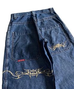 Mode coréenne Y2k Street Jeans Hip Hop motif imprimé Hip Hop Baggy Jeans pantalon bleu taille haute pantalon large pour hommes et femmes 240219