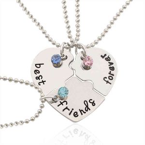 Coréen à la mode femmes collier chaîne 3 pièces ensemble meilleur ami amitié pendentif Bff correspondant collier bijoux G1206