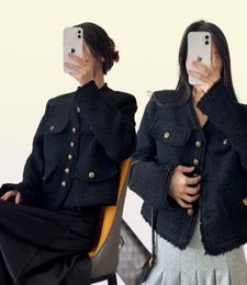 Corée de veste de base en tweed femelle coréenne Femmes Jacques de créateurs print