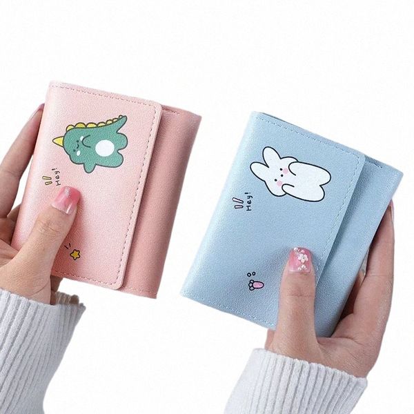 billeteras de cuero de carto de carto de Fi coreano PU Mujeres portadores de tarjetas multifuntiales cortas billeteras llave para niños lindos billeteras 93sc#