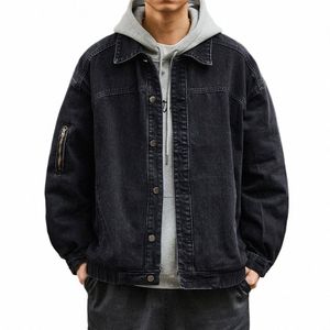 Coréen Fi décontracté veste en jean pour hommes vêtements automne Streetwear haute qualité manteau Harajuku printemps noir veste mâle k1x6 #