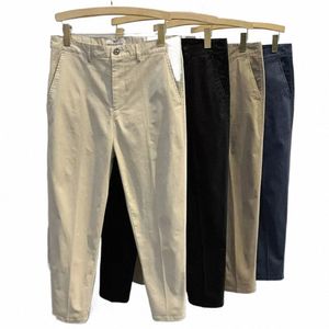 Koreaanse Fi Broek Mannen 9 Deel Enkellange Casual Broek Mannen Werkbroeken Zomer Adem Koele Dunne Effen Kleur geplooide Broek S0lb #