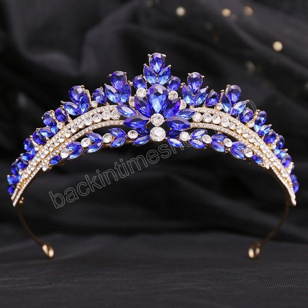 Coreano verde azul cristal princesa coroa para mulheres casamento luxo rainha princesa festa de noiva tiaras acessórios para o cabelo