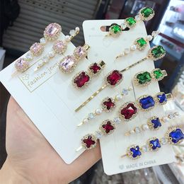 Koreaanse groene haarspeld Luxe Diamond Pearl Clip Net Rode Haar Trim Banger Vrouwelijk Hoofd