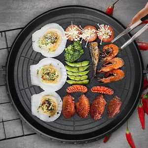 Korean Grill Pan Nit-Stick Bakeware Rookloze barbecuebladen Stovetop-plaat voor binnen Buiten strandfeestkamperen BBQ Grilling 240428