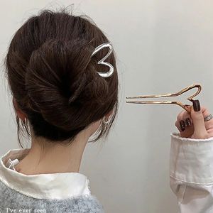 Koreaanse Haaraccessoires Metalen U-vorm Haarspelden Voor Vrouwen Meisjes Zilver Goud Kleur Hairwear Eenvoudige Hartvormige Haarstokken Geschenken