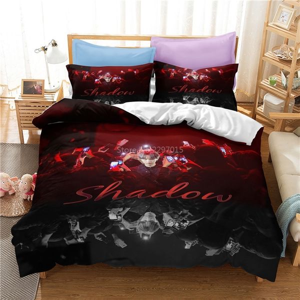 Coréen beaux garçons chantant groupe 3D housse de couette ensemble linge de lit literie maison Textile double pleine reine King Size ensemble de literie C0223