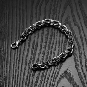 Bracelet croisé de marque coréenne pour hommes, en argent Sterling 925, avec lettres, rétro, mode Hip Hop, bijoux de créateur