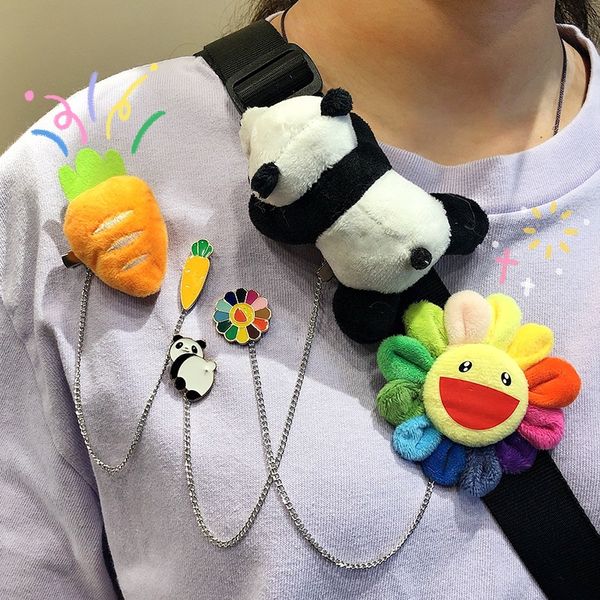 Coréen INS mignon accroupi dinosaure poupée animal broche pendentif dessin animé panda poupée épingle badge accessoires