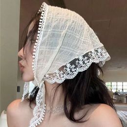 Koreaanse Ins Kanten Sjaal Vrouwen Retro Driehoek Band Band Haartas Hoofddoek Hoed Reizen Foto Hoofdband Tulband Accessoire