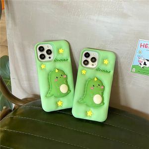 Koreaanse ins pop Cartoon Dinosaurus 3D Telefoon Case Voor iphone 15 13 12pro 14 Pro Max i11 13promax kids gift Zachte Siliconen Leuke Cover 1pc