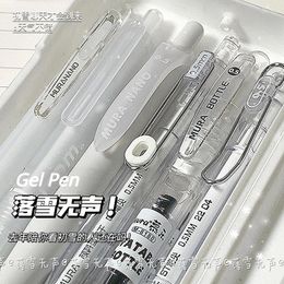 Bolígrafo neutro de prensa de la serie copo de nieve de invierno coreano, carcasa blanca transparente, tinta negra de 0,5mm, papelería de Gel para estudiantes