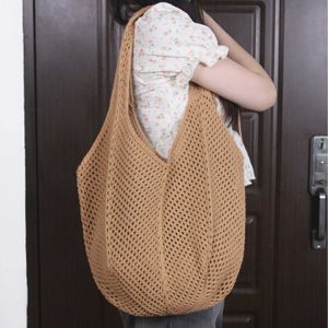 Coréen Instagram une épaule coton tricoté sac nouveau Crochet tissé sac à main herbe sac vacances plage 240312