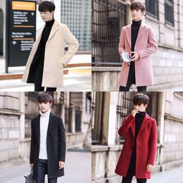 Veste coréenne Winter Slim Fit Automne Outwear Plus taille 5xl Woolen Long Coat Men Trench Coats 201114 S