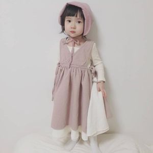 Style japonais coréen été enfant en bas âge belle robe de princesse lin coton vêtements de mode décontractée bébé filles 210429