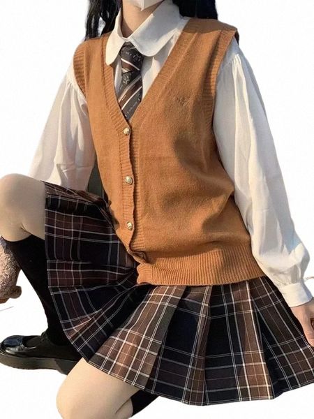 Coréen JK School Girl Uniforme Femmes Hiver Japonais Kawaii Cosplay Uniforme Chaud Noir Tweed Manteau et Pull Gilet Ensembles Uniformes k4mU #